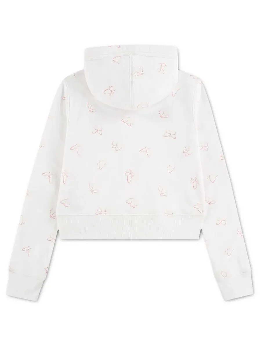 Детский худи с принтом, на молнии, с капюшоном, с длинным рукавом abercrombie kids — изображение 2 из 3, белый