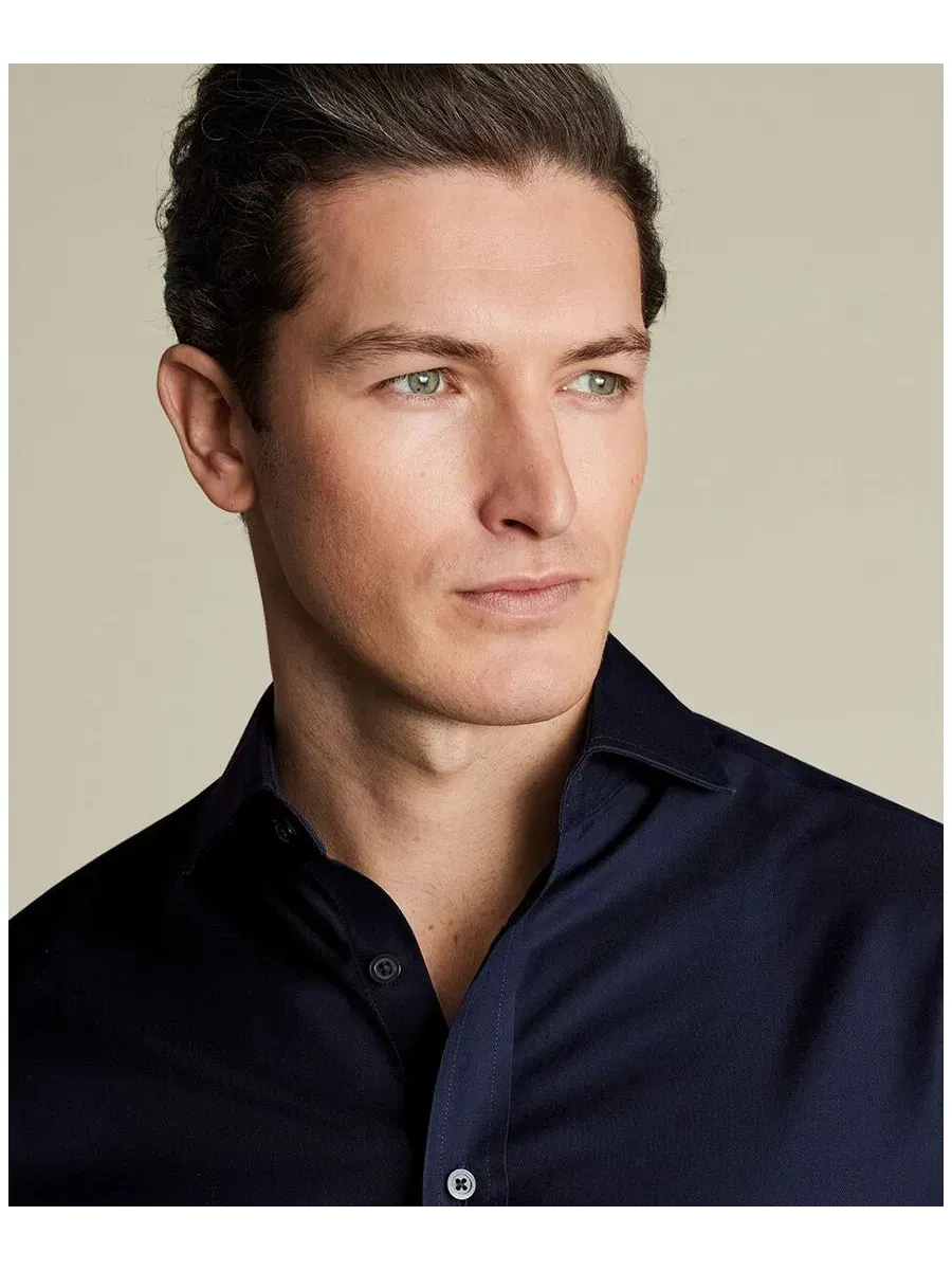 Рубашка с отложным воротником и длинным рукавом Charles Tyrwhitt — изображение 2 из 4, темный темно-синий