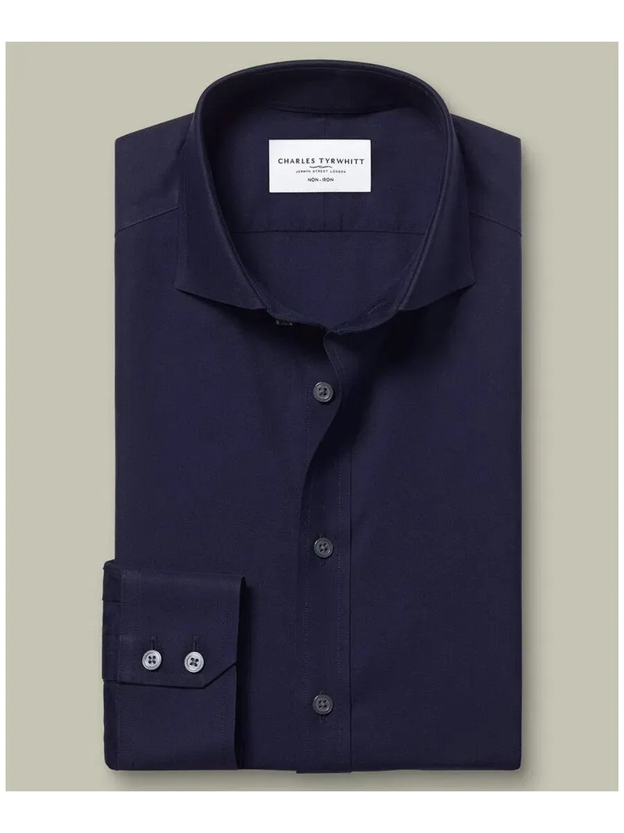 Рубашка с отложным воротником и длинным рукавом Charles Tyrwhitt — изображение 3 из 4, темный темно-синий