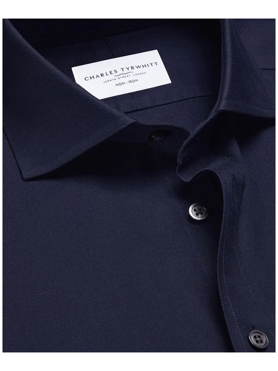 Рубашка с отложным воротником и длинным рукавом Charles Tyrwhitt — изображение 4 из 4, темный темно-синий