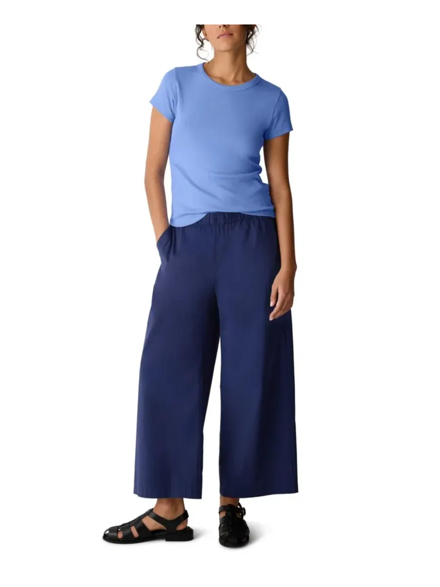 Женская футболка с круглым вырезом и коротким рукавом, хлопок с эластаном Eileen Fisher — изображение 2 из 4, голубой