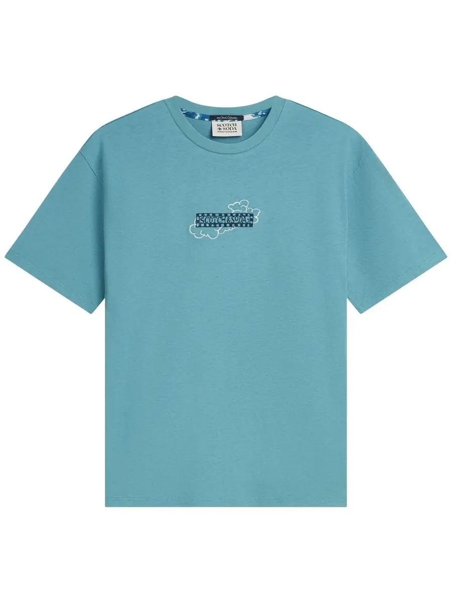 Футболка с графическим принтом Relaxed-Fit Adriatic Blue SCOTCH & SODA — изображение 4 из 6, синий