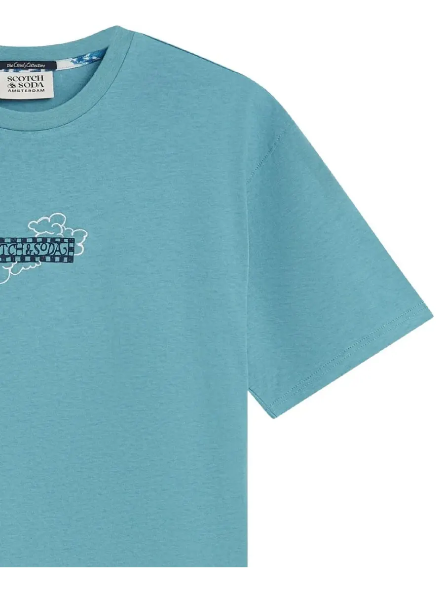 Футболка с графическим принтом Relaxed-Fit Adriatic Blue SCOTCH & SODA — изображение 5 из 6, синий