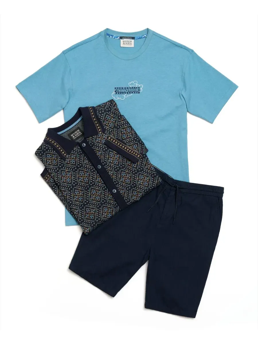 Футболка с графическим принтом Relaxed-Fit Adriatic Blue SCOTCH & SODA — изображение 6 из 6, синий