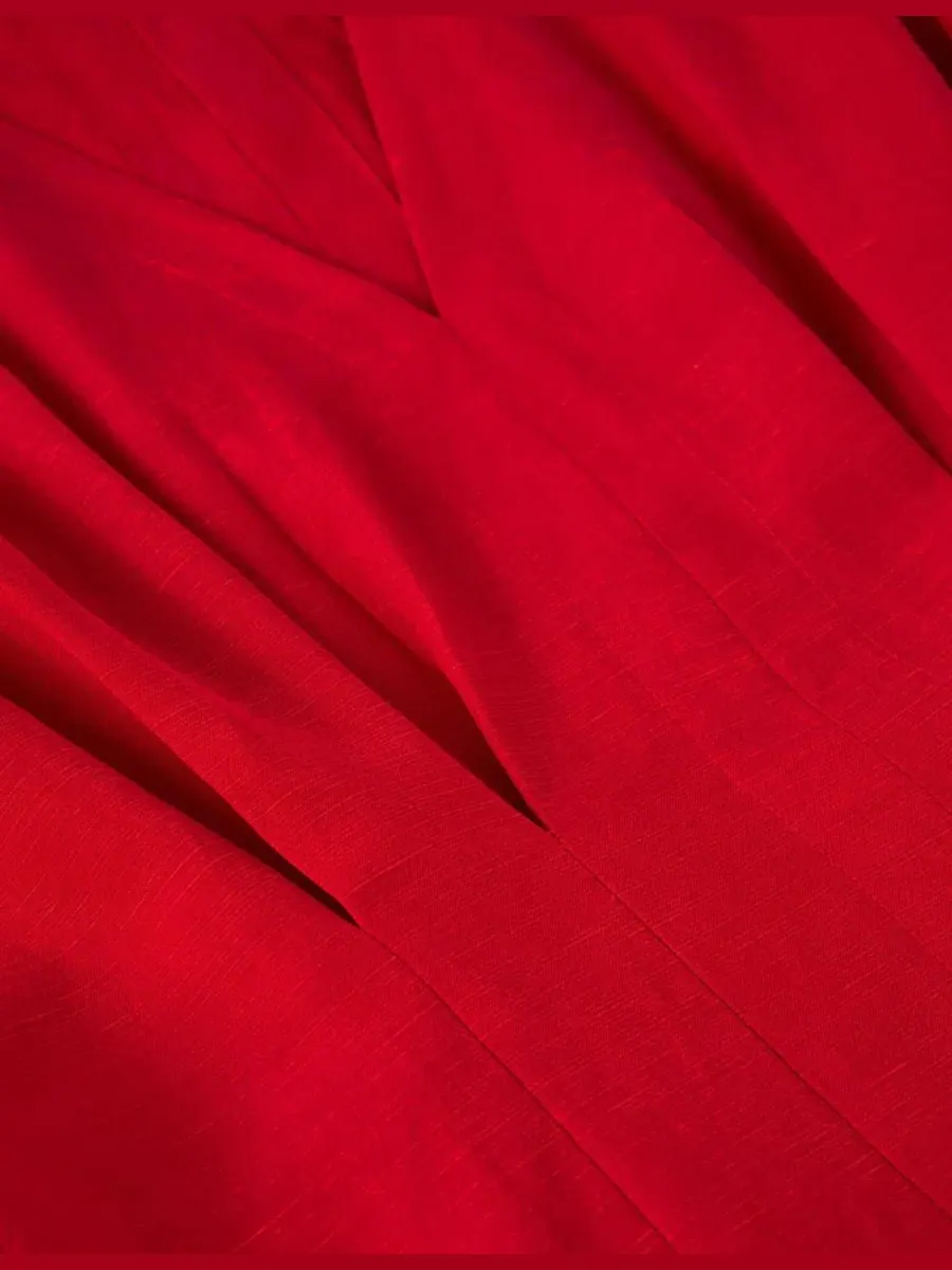 Платье с V-образным вырезом и коротким рукавом Panel Linen Blend Whistles — изображение 5 из 6, красный