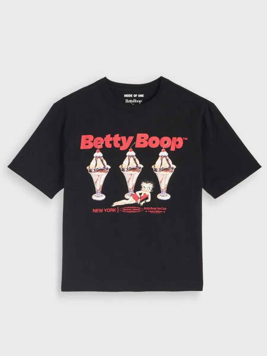Футболка с принтом Betty Boop Ice Cream Mode of One — изображение 5 из 6, глубокий черный