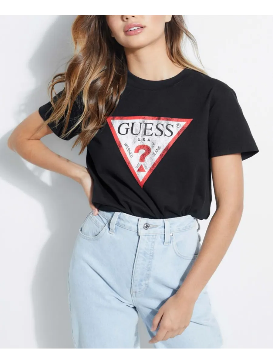 Женская футболка с графическим логотипом GUESS — изображение 1 из 5, черный