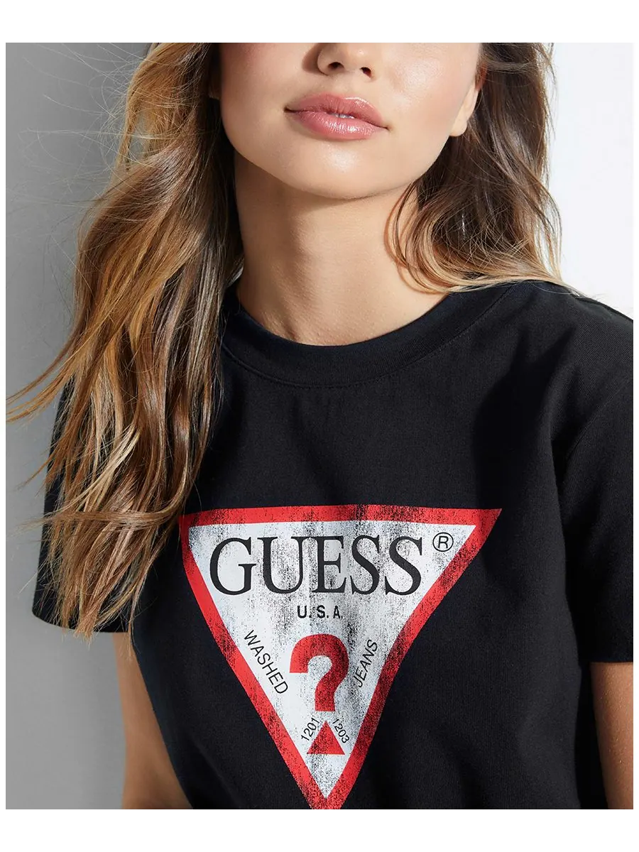 Женская футболка с графическим логотипом GUESS — изображение 3 из 5, черный
