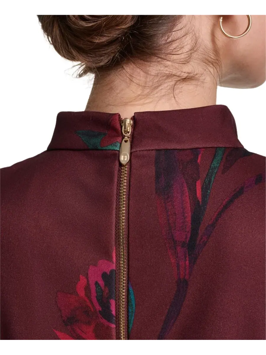 Платье миди из скобы с принтом Mock Neck Halston — изображение 5 из 5, насыщенный мульти