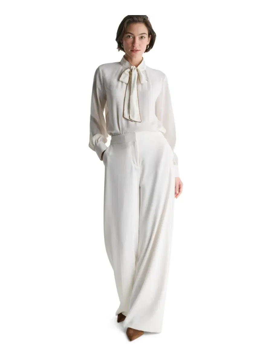 Брюки женские с высокой посадкой, широкие, с защипами BCBG — изображение 2 из 6, белый