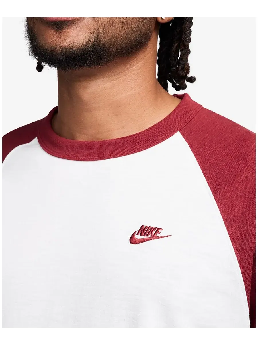 Мужская футболка с круглым вырезом и рукавами реглан Nike — изображение 2 из 3, белый