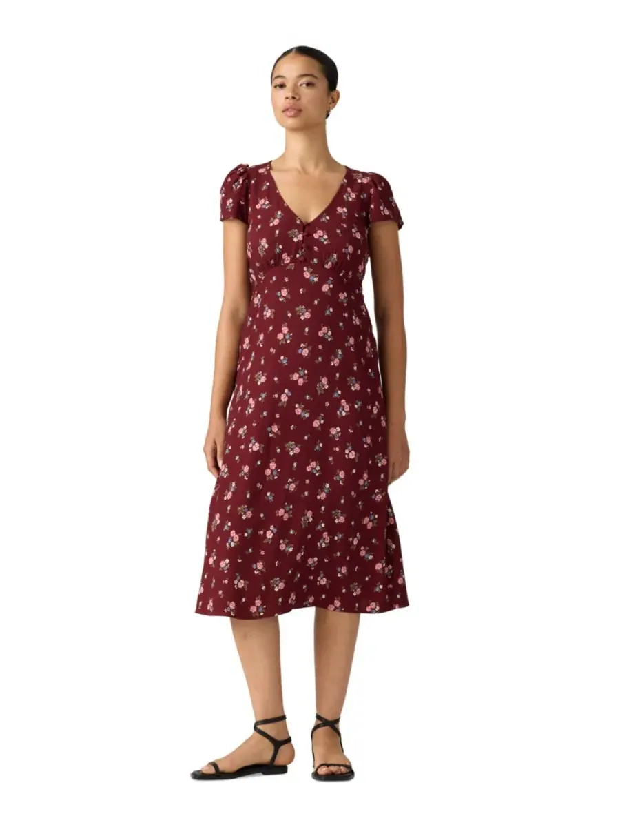 Платье-миди с V-образным вырезом Lilith Levi's, Abellona Floral Cabernet — изображение 1 из 4
