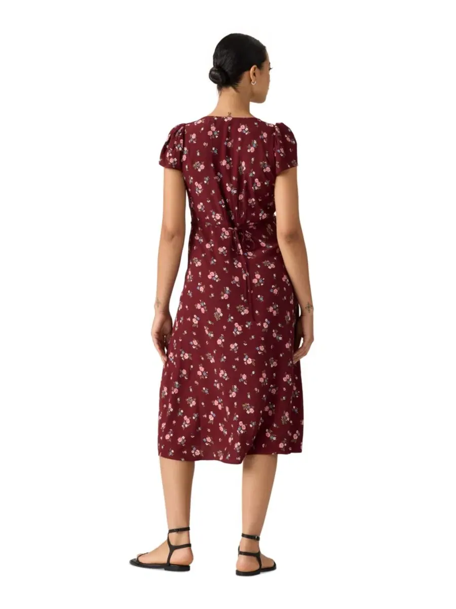 Платье-миди с V-образным вырезом Lilith Levi's, Abellona Floral Cabernet — изображение 4 из 4