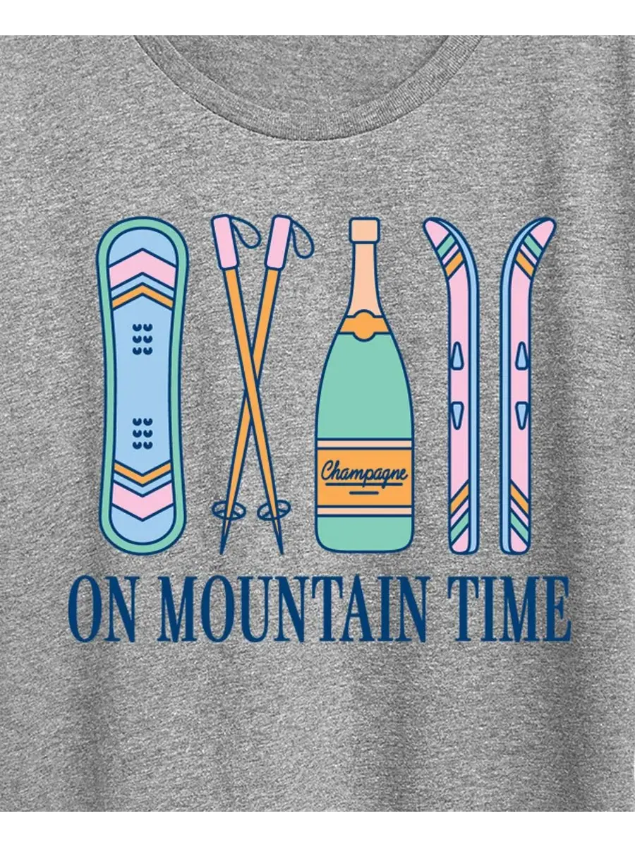 Футболка большого размера с круглым вырезом и надписью «On Mountain Time» Hybrid Apparel — изображение 2 из 3, серый