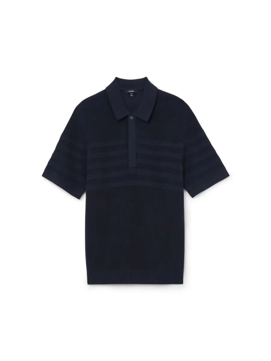 Поло с контрастной текстурой и полузастежкой-молнией Men's Falklands Cotton-Blend Textured-Knit — изображение 2 из 5