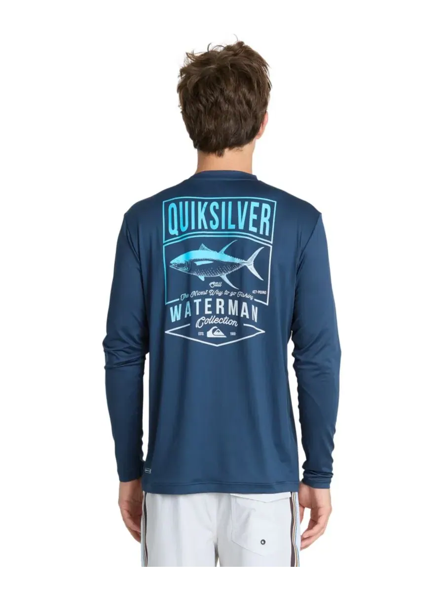 Футболка с длинным рукавом с принтом Gradient Tuna Quiksilver Waterman — изображение 1 из 3, темный джинсовый синий