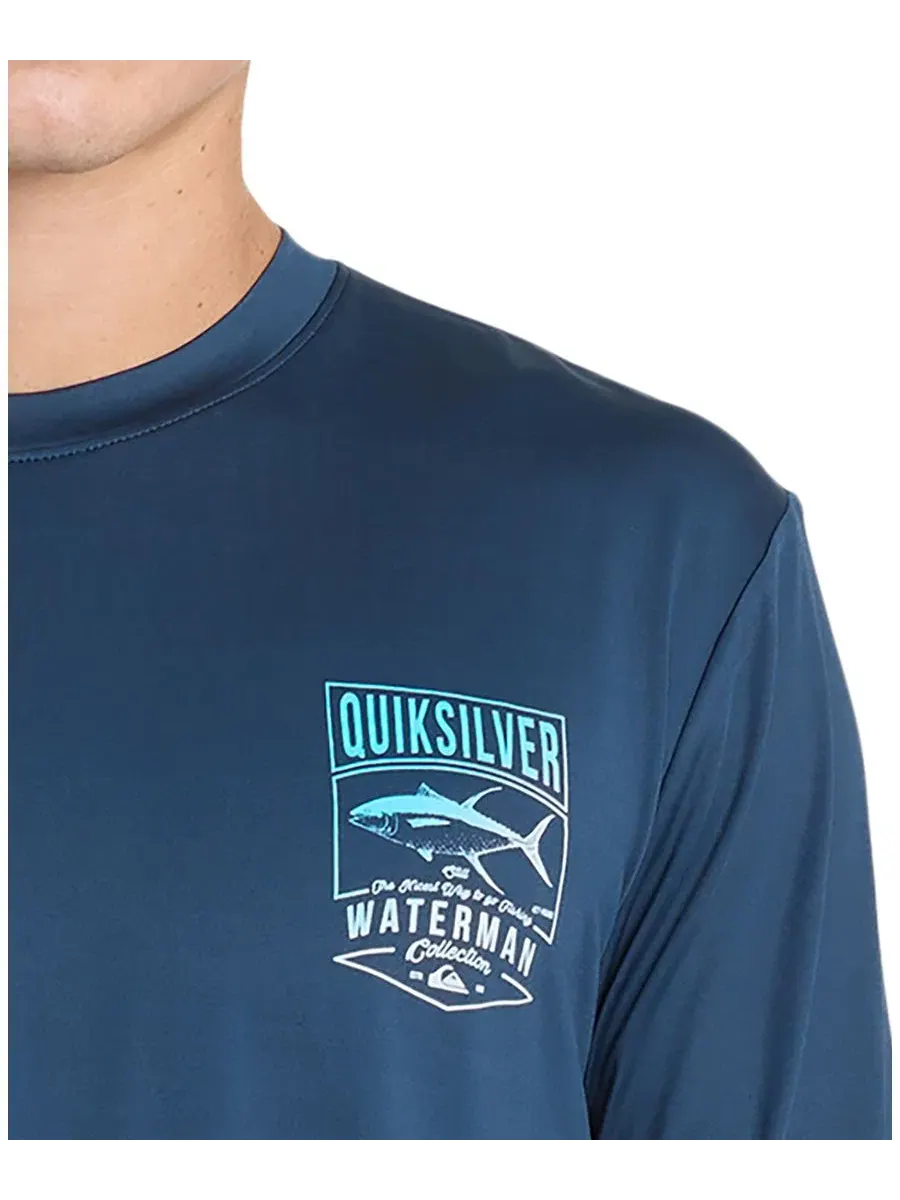 Футболка с длинным рукавом с принтом Gradient Tuna Quiksilver Waterman — изображение 3 из 3, темный джинсовый синий