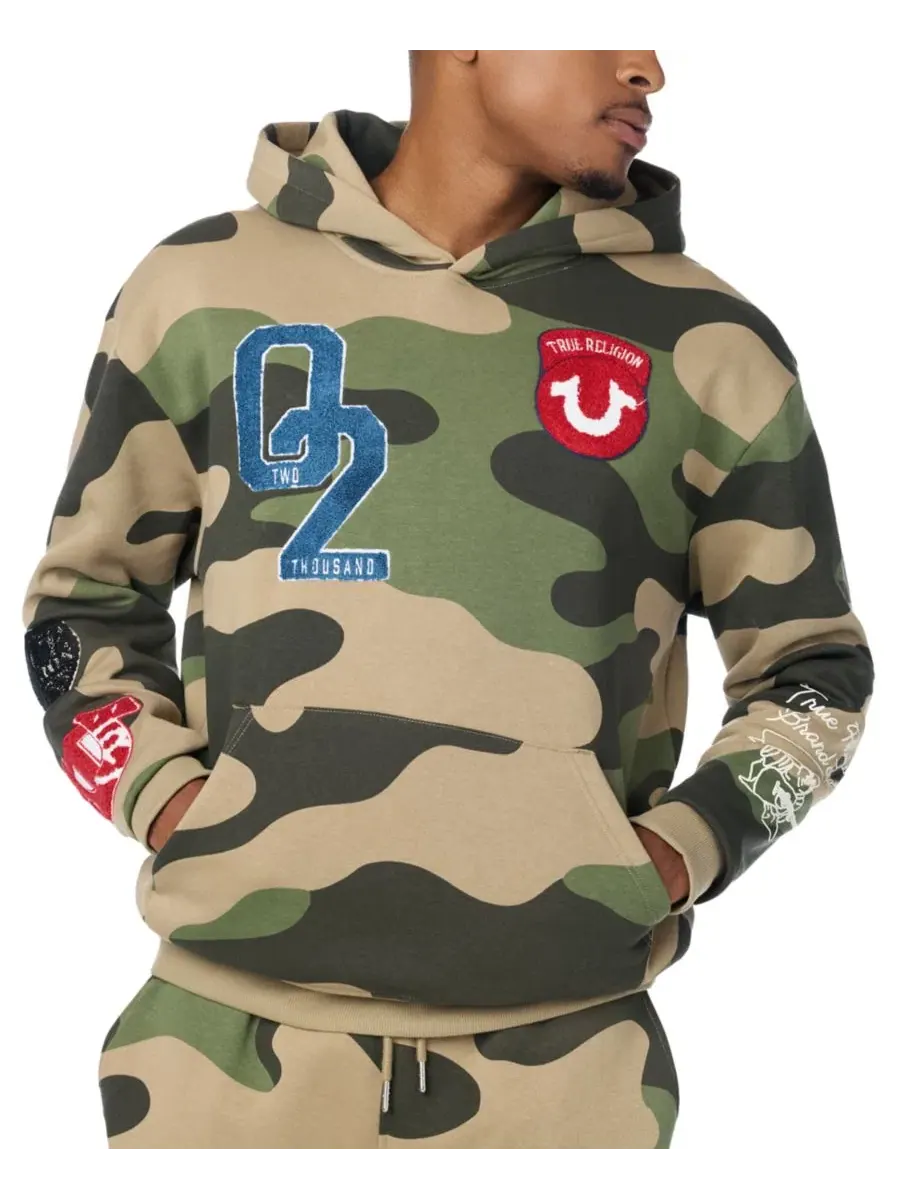 Худи с принтом и патчами, на молнии, Logo Patch True Religion, Mills Camo — изображение 2 из 3