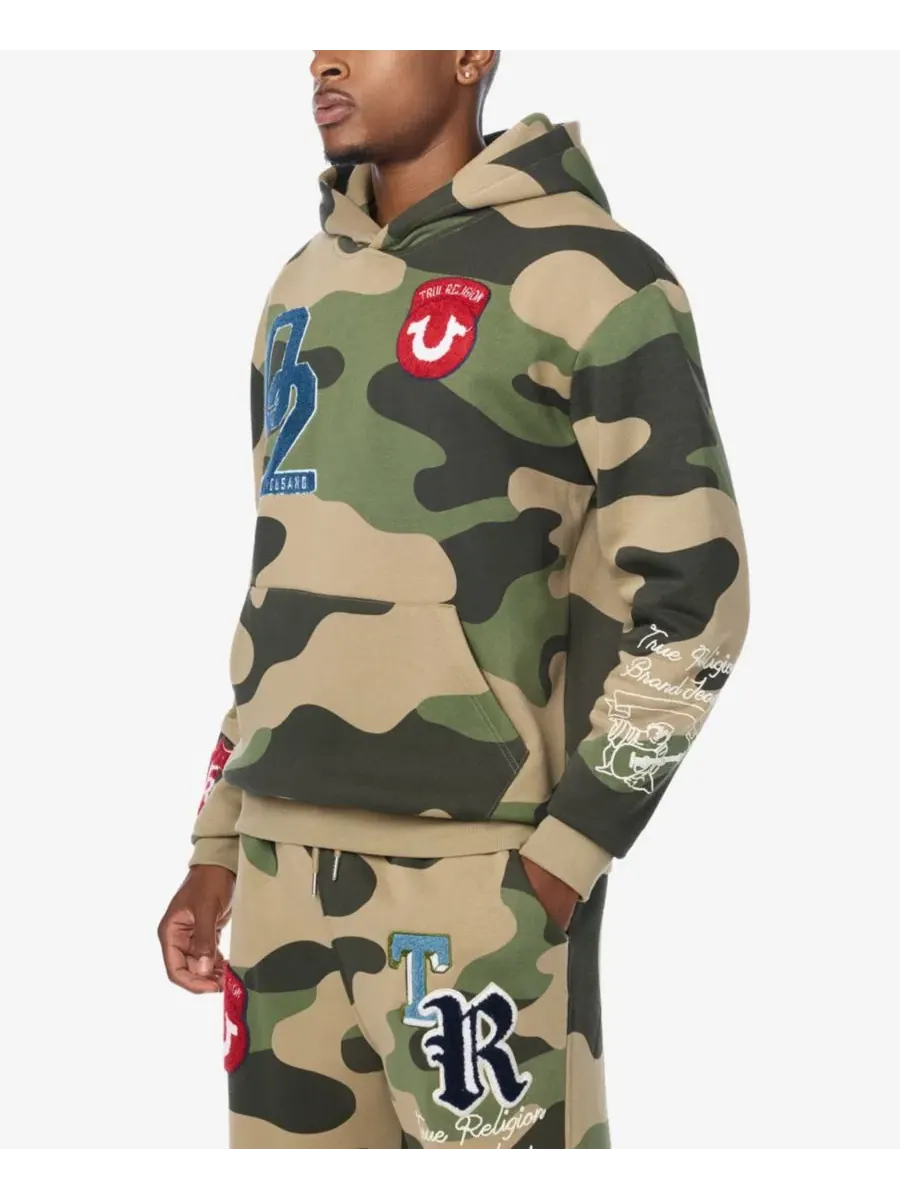 Худи с принтом и патчами, на молнии, Logo Patch True Religion, Mills Camo — изображение 3 из 3