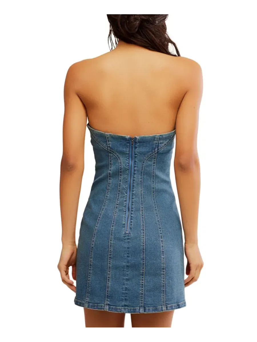 Платье-мини без бретелек Alexa Free People — изображение 5 из 5, синий
