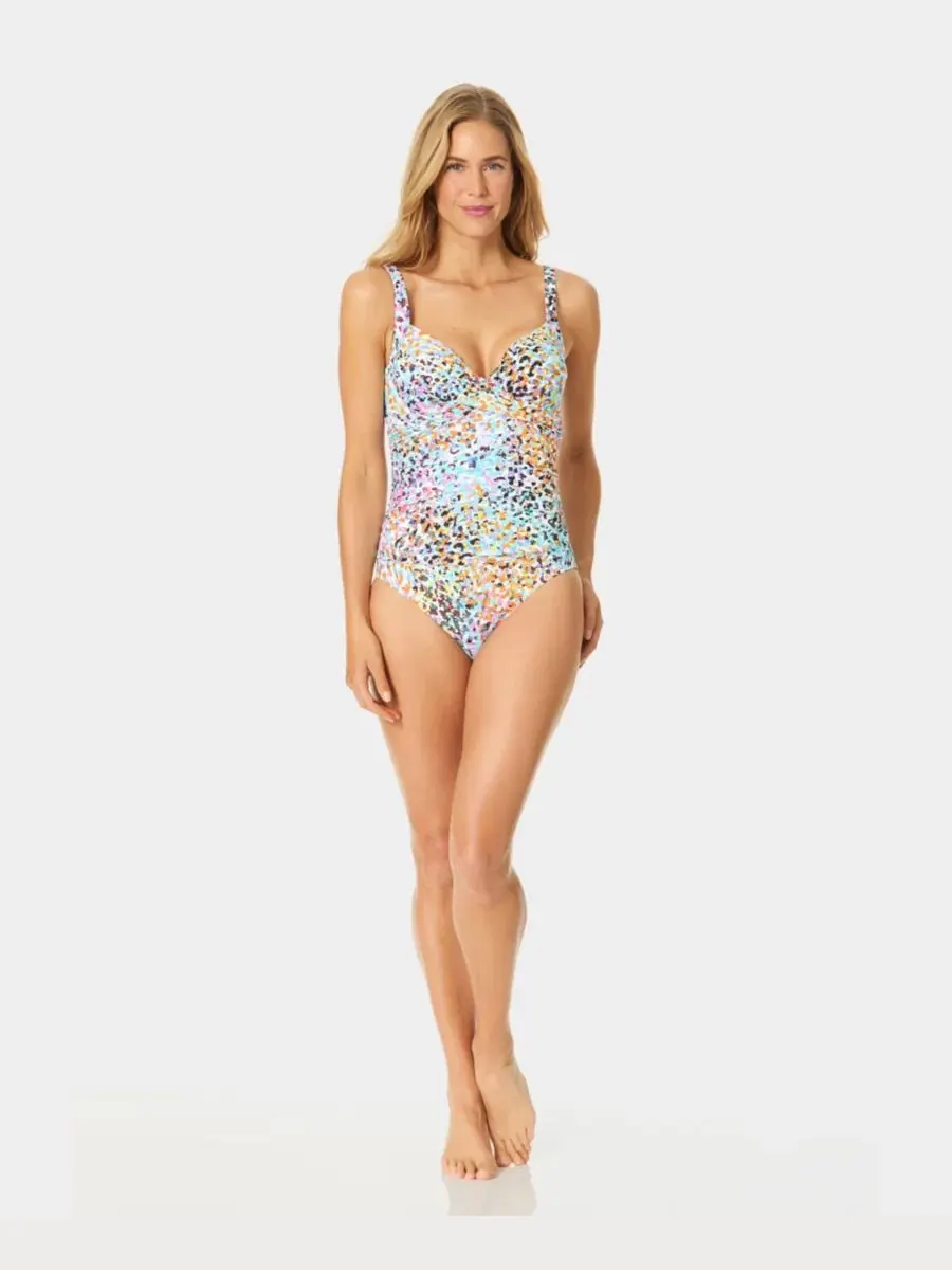 Женский цельнокроеный купальник с драпировкой и косточками, модель Drape-Front Underwire Anne Cole — изображение 1 из 6