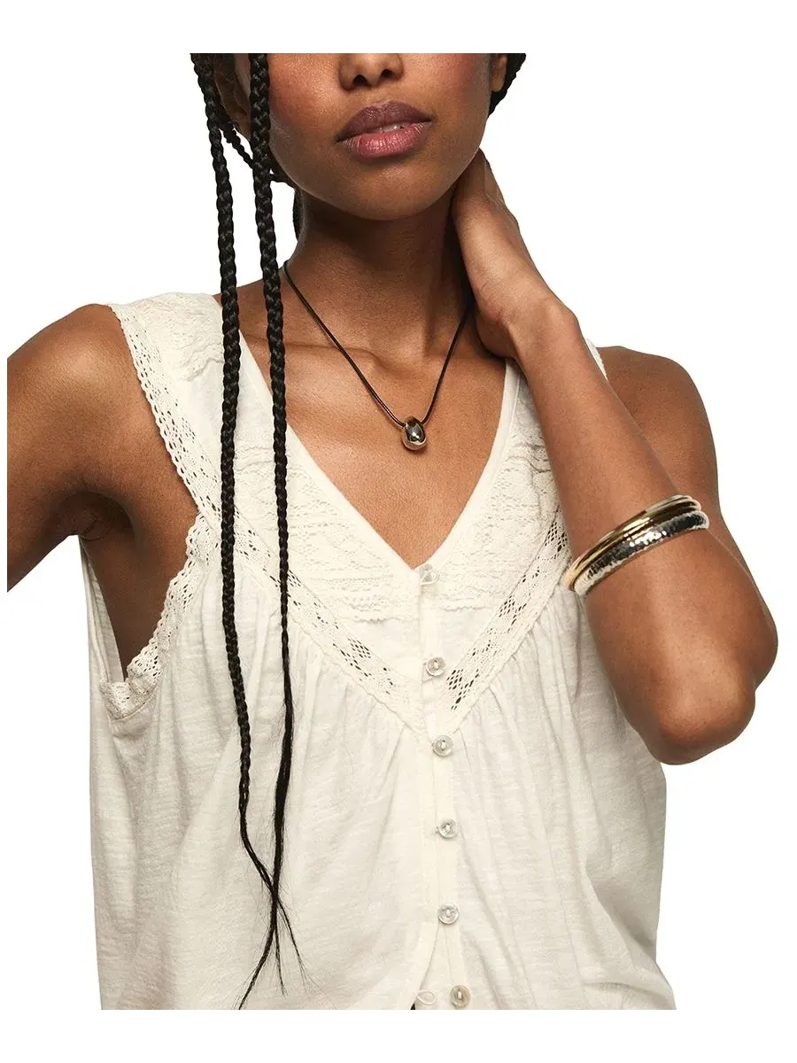 Женский топ без рукавов с кружевной вставкой Whisper White Lucky Brand — изображение 2 из 5, белый