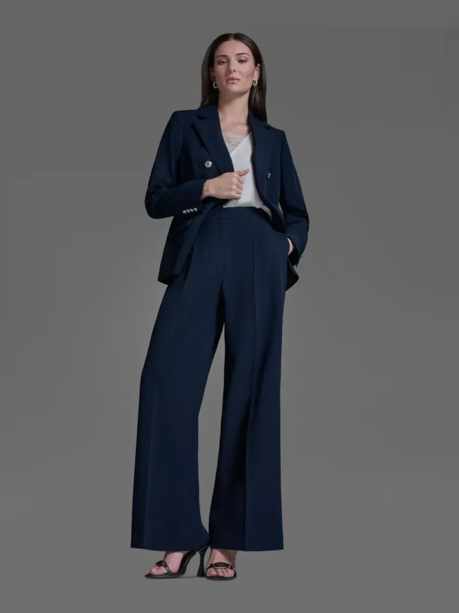 Женские брюки с высокой посадкой и широкими штанинами BCBG — изображение 2 из 8, синий море