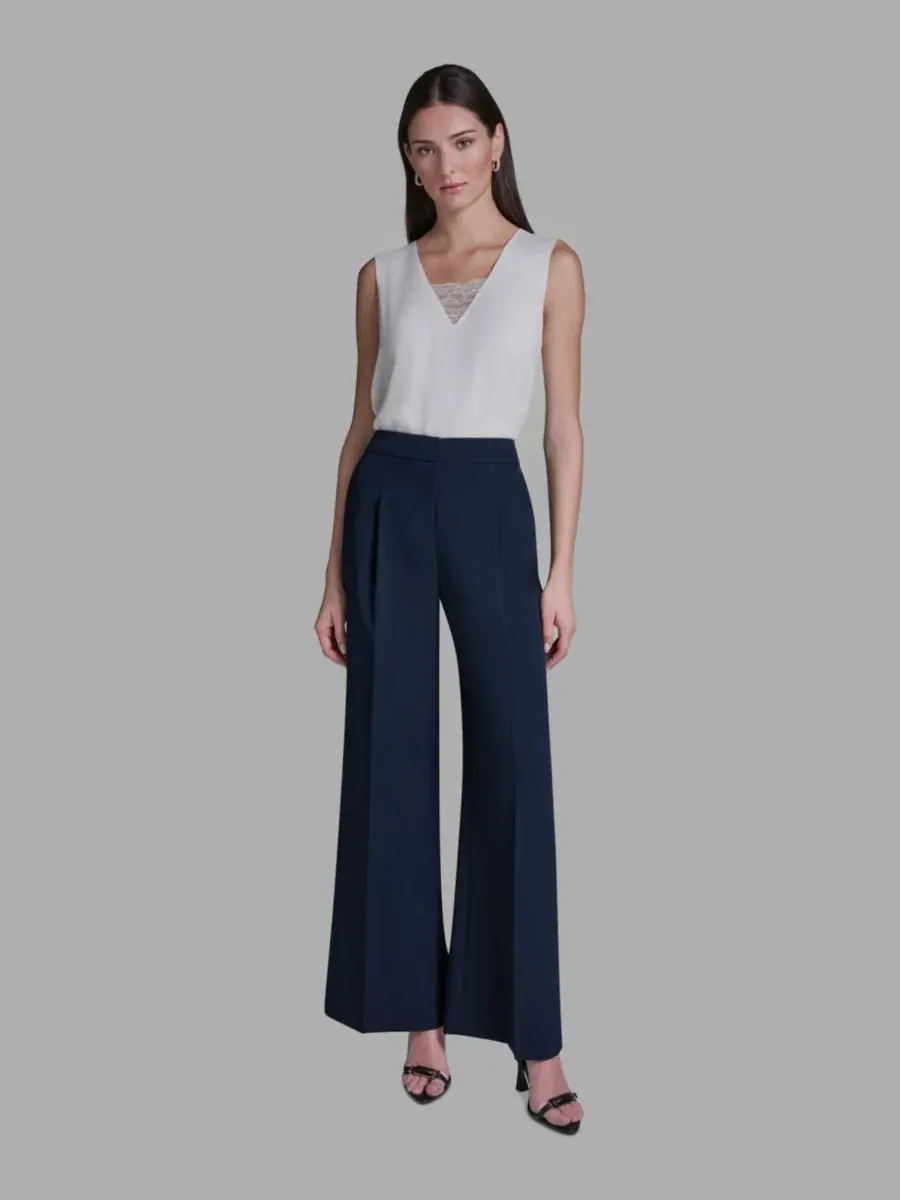 Женские брюки с высокой посадкой и широкими штанинами BCBG — изображение 3 из 8, синий море