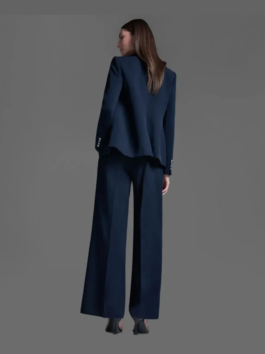 Женские брюки с высокой посадкой и широкими штанинами BCBG — изображение 8 из 8, синий море