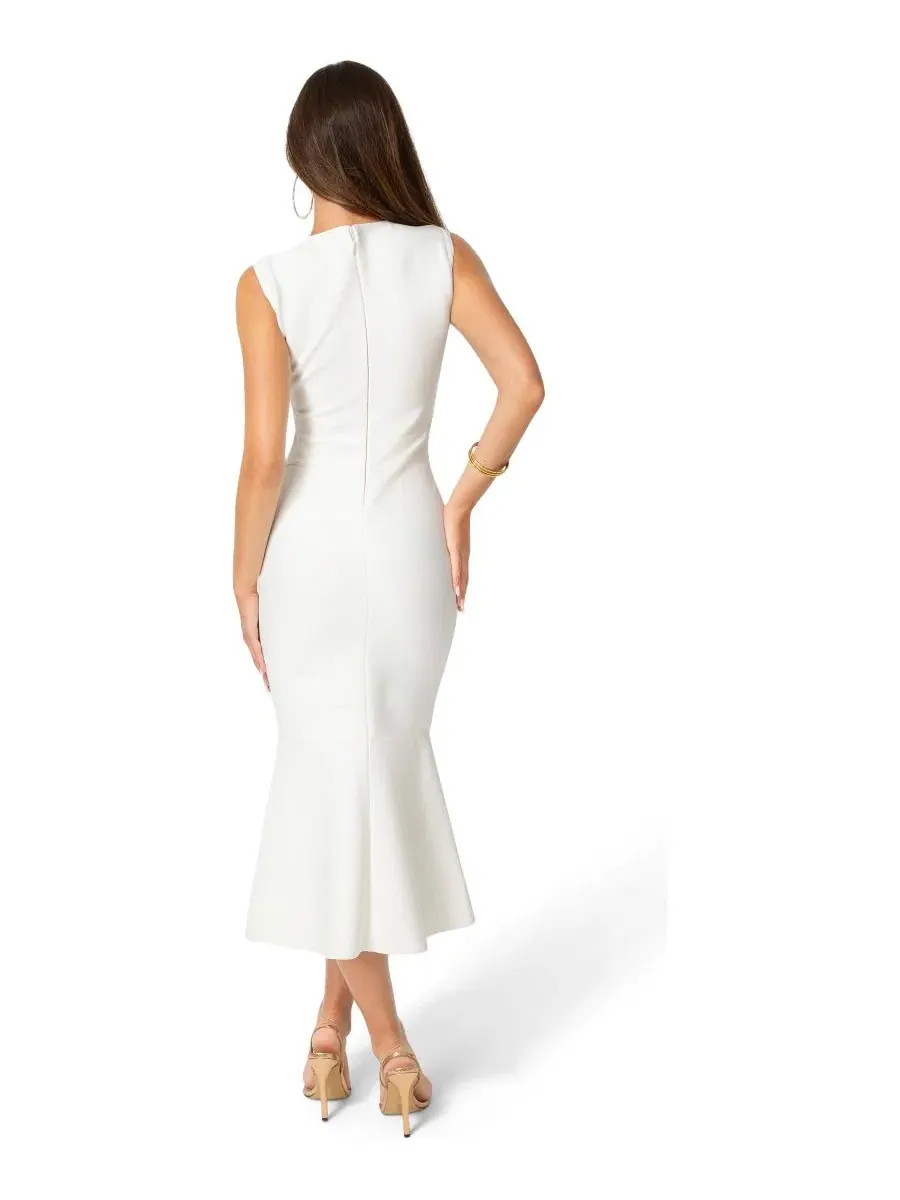 Платье миди с воланами Bandage Flounce Midi Bebe — изображение 2 из 4, белый