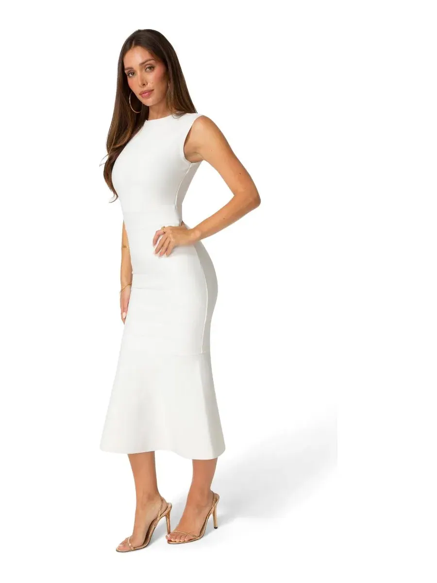 Платье миди с воланами Bandage Flounce Midi Bebe — изображение 3 из 4, белый