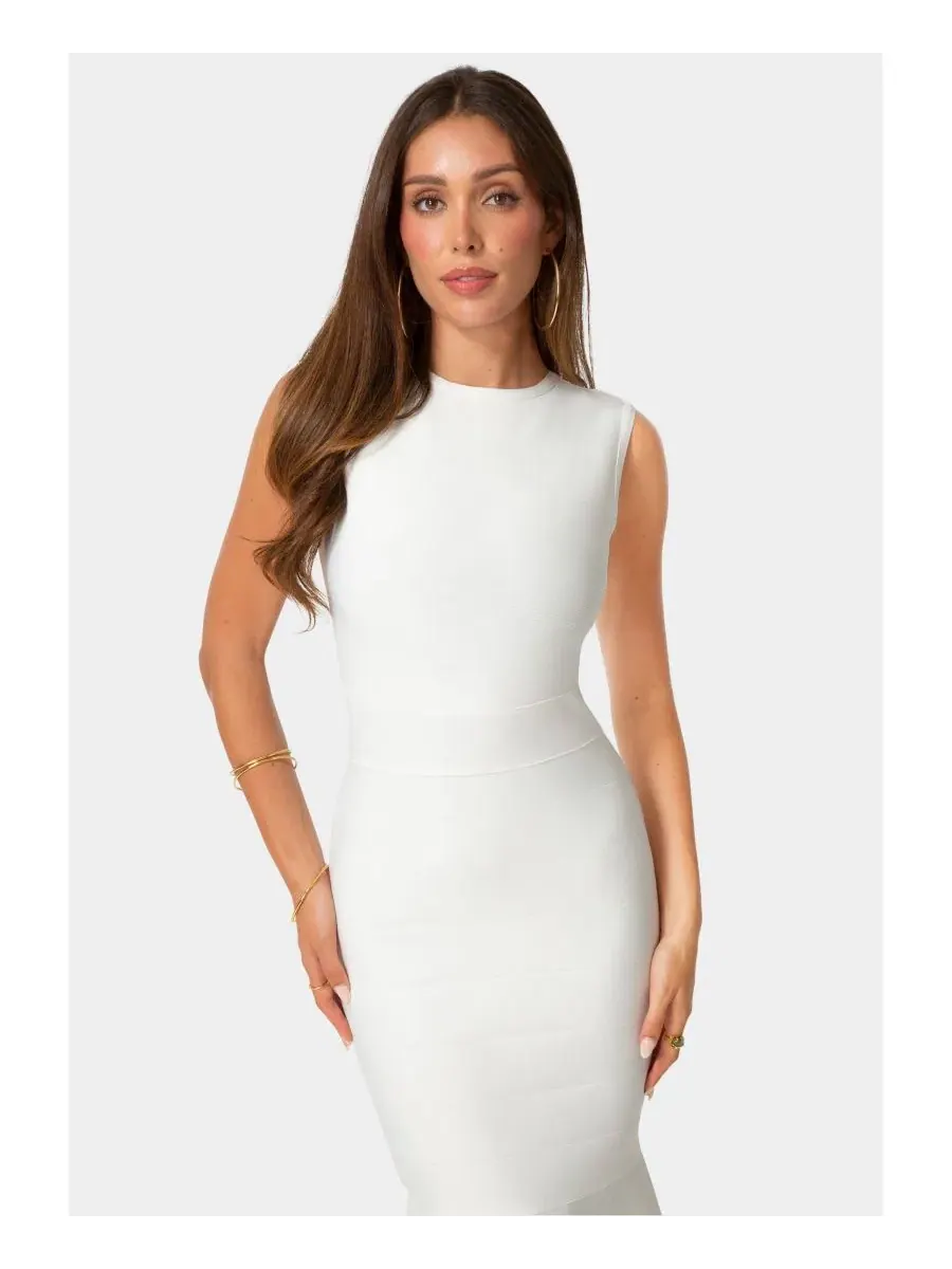 Платье миди с воланами Bandage Flounce Midi Bebe — изображение 4 из 4, белый