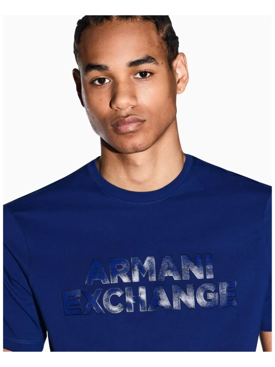 Мужская футболка с логотипом Elevated A|X Armani Exchange — изображение 3 из 5, синий