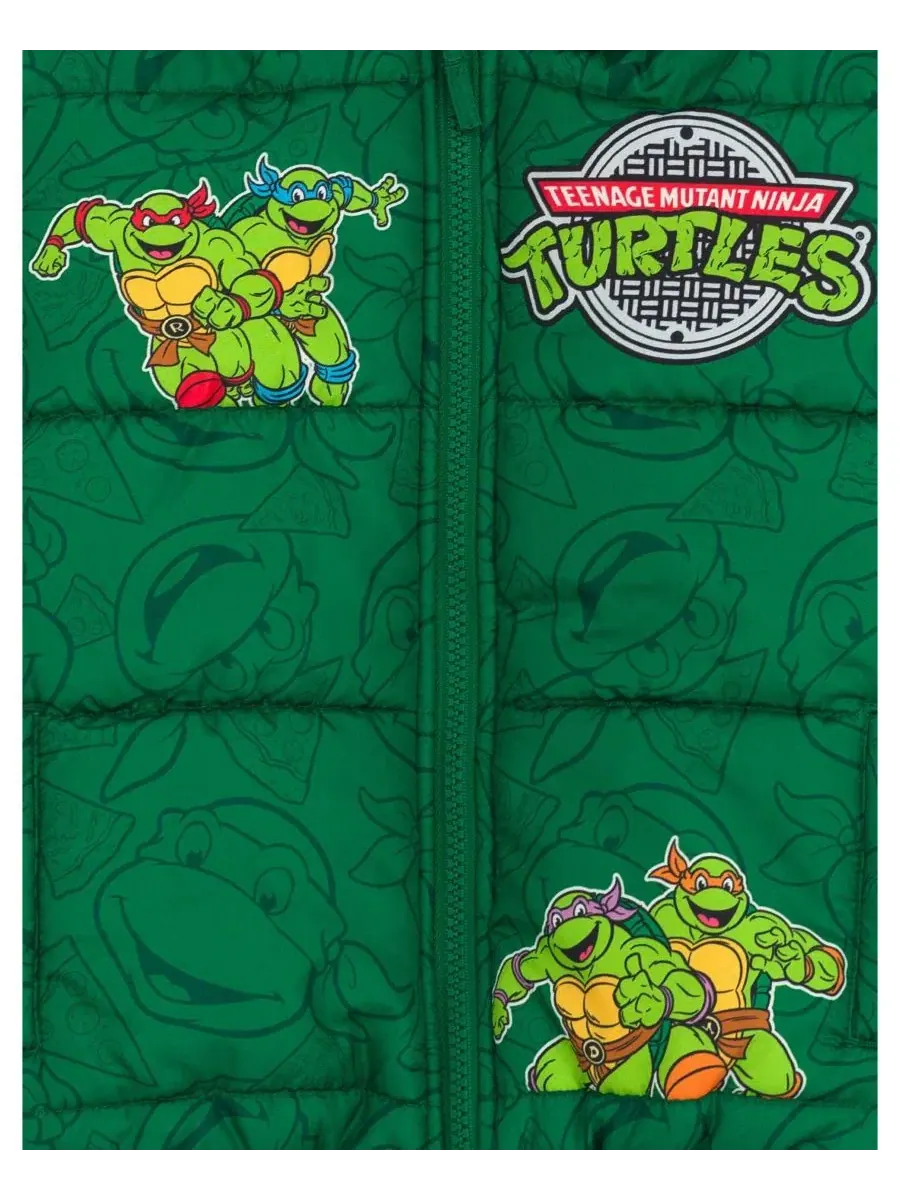 Детский пуховик с капюшоном Teenage Mutant Ninja Turtles — изображение 3 из 3, зеленый