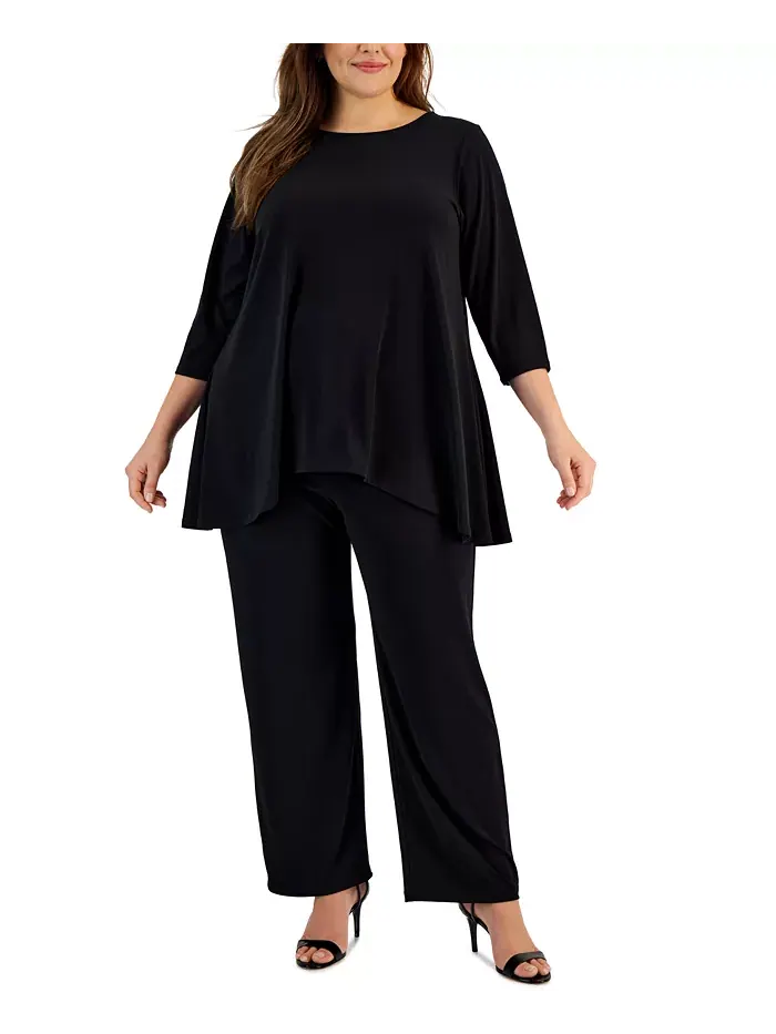 Широкие брюки на резинке Plus и Petite Plus Size JM Collection — изображение 4 из 4, глубокий черный