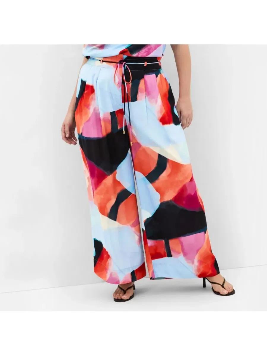 Брюки свободного кроя с принтом Shania Aspect Wide Leg Pant CITY CHIC — изображение 1 из 5, аспект