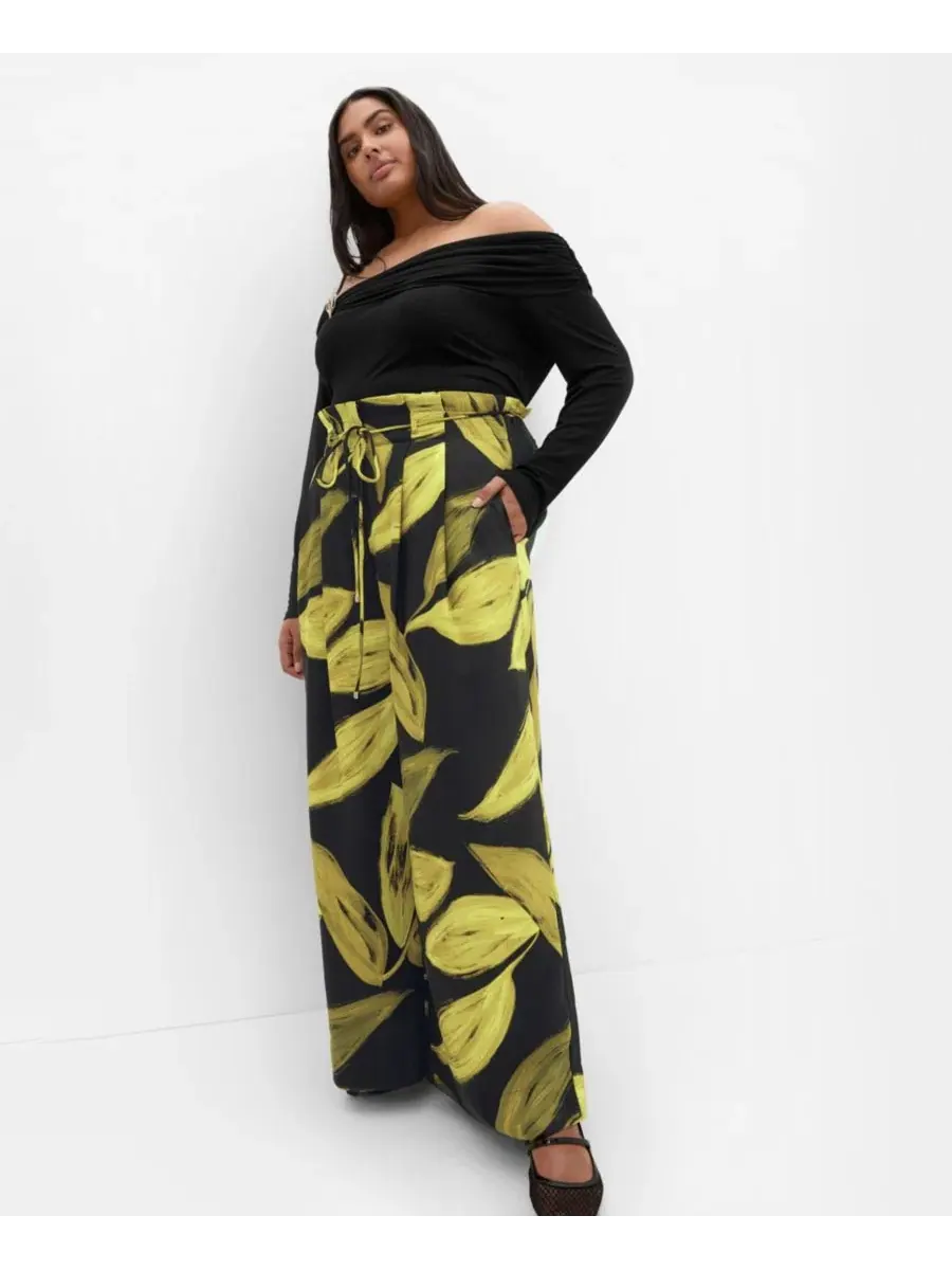 Брюки свободного кроя с принтом Shania Aspect Wide Leg Pant CITY CHIC, Abstract Zest — изображение 3 из 5