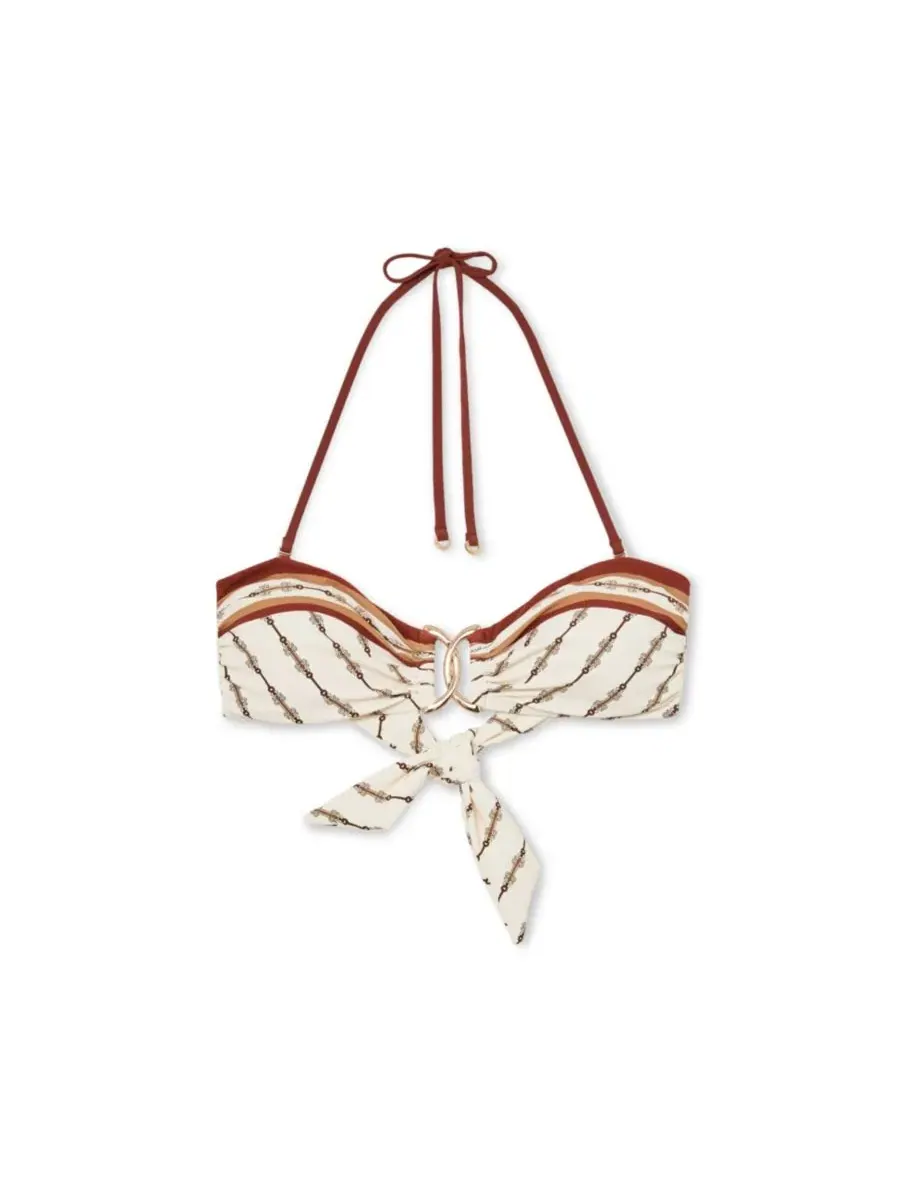 Топ бикини бандо с принтом, модель Johannah Chain-Print REISS — изображение 5 из 5, белый