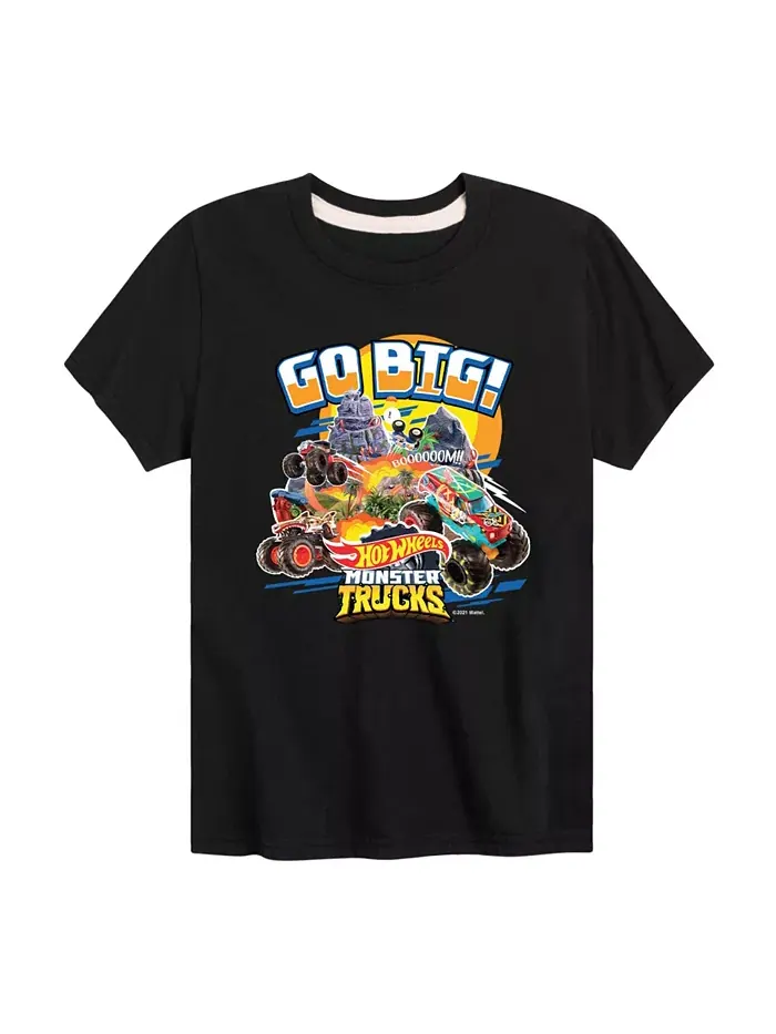 Футболка с принтом Hot Wheels Go Big для мальчиков — изображение 1 из 3, черный