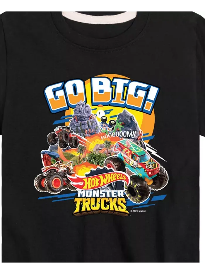 Футболка с принтом Hot Wheels Go Big для мальчиков — изображение 3 из 3, черный