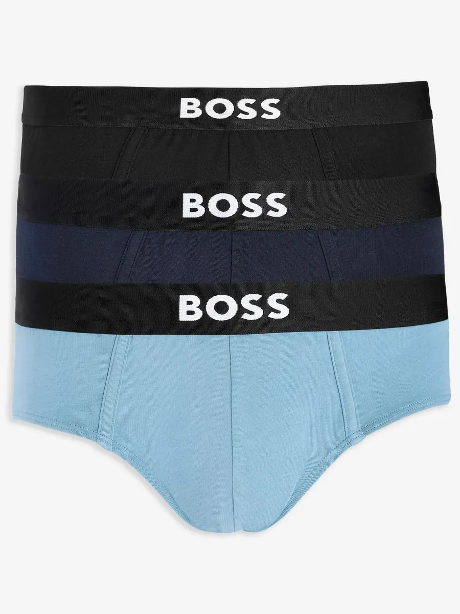Мужские трусы с логотипом (комплект из 3 штук) Hugo Boss — изображение 1 из 2, синий