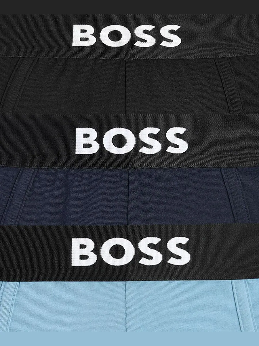 Мужские трусы с логотипом (комплект из 3 штук) Hugo Boss — изображение 2 из 2, синий
