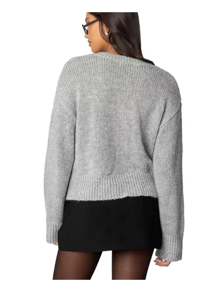 Женский вязаный кардиган Freida Fuzzy Knit Edikted — изображение 2 из 5, серый