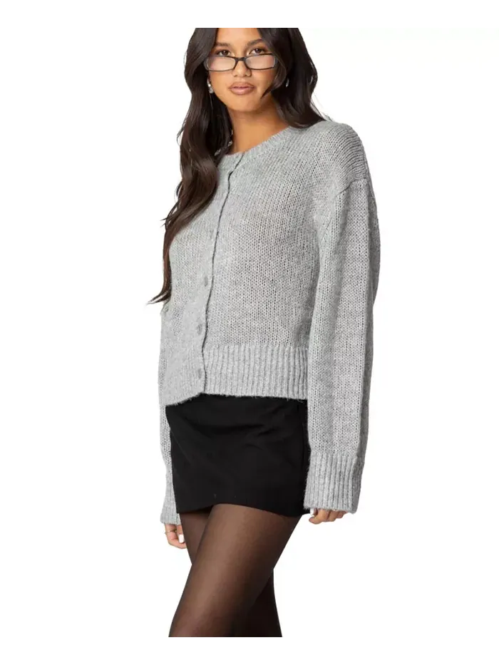 Женский вязаный кардиган Freida Fuzzy Knit Edikted — изображение 4 из 5, серый