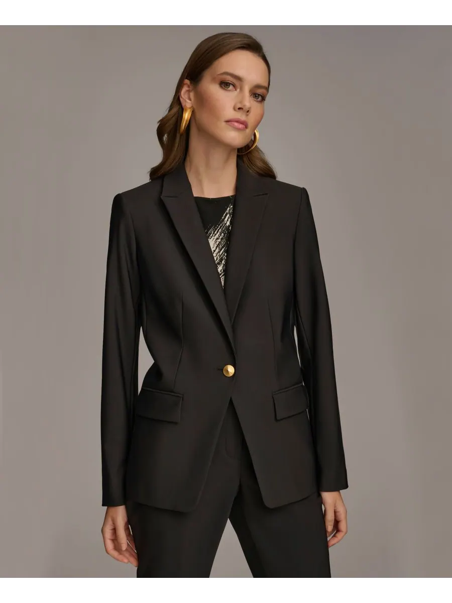 Женский пиджак на одной пуговице и узкие брюки до щиколотки Donna Karan New York — изображение 1 из 6, черный