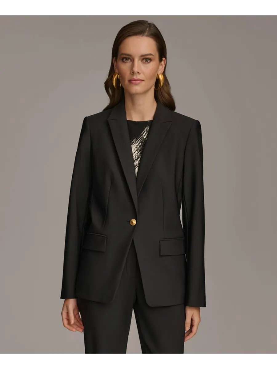 Женский пиджак на одной пуговице и узкие брюки до щиколотки Donna Karan New York — изображение 2 из 6, черный