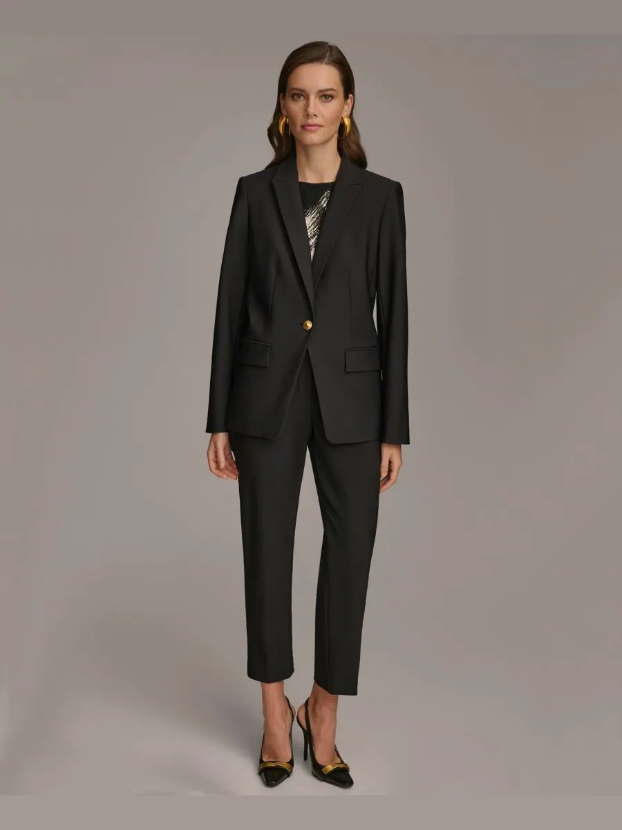 Женский пиджак на одной пуговице и узкие брюки до щиколотки Donna Karan New York — изображение 4 из 6, черный