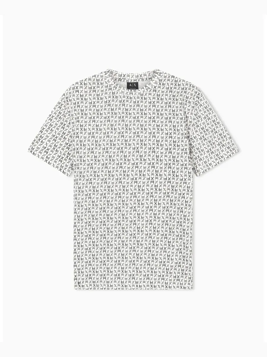 Мужская футболка с коротким рукавом, с принтом логотипа по всей поверхности A|X Armani Exchange — изображение 2 из 5