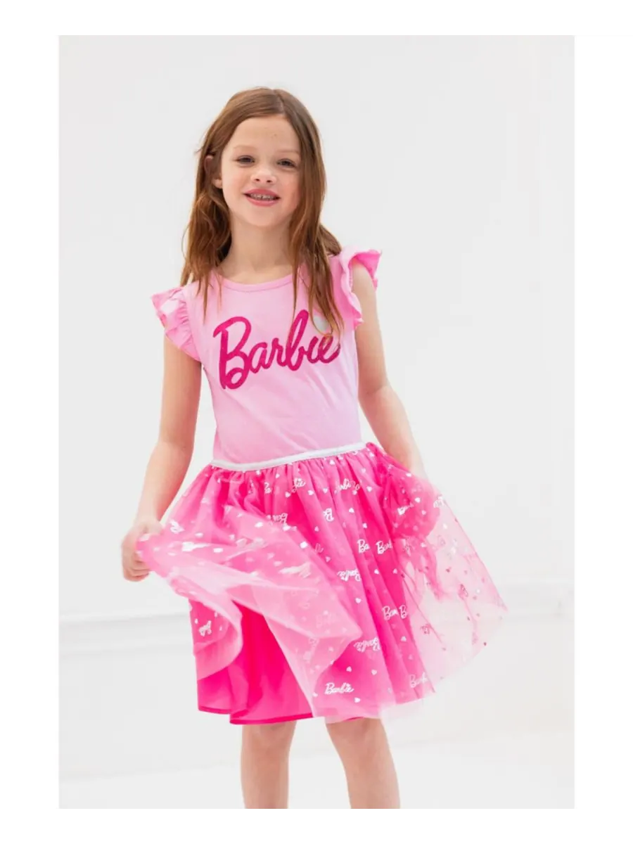Платье из тюля для маленьких девочек Barbie — изображение 2 из 5, розовый