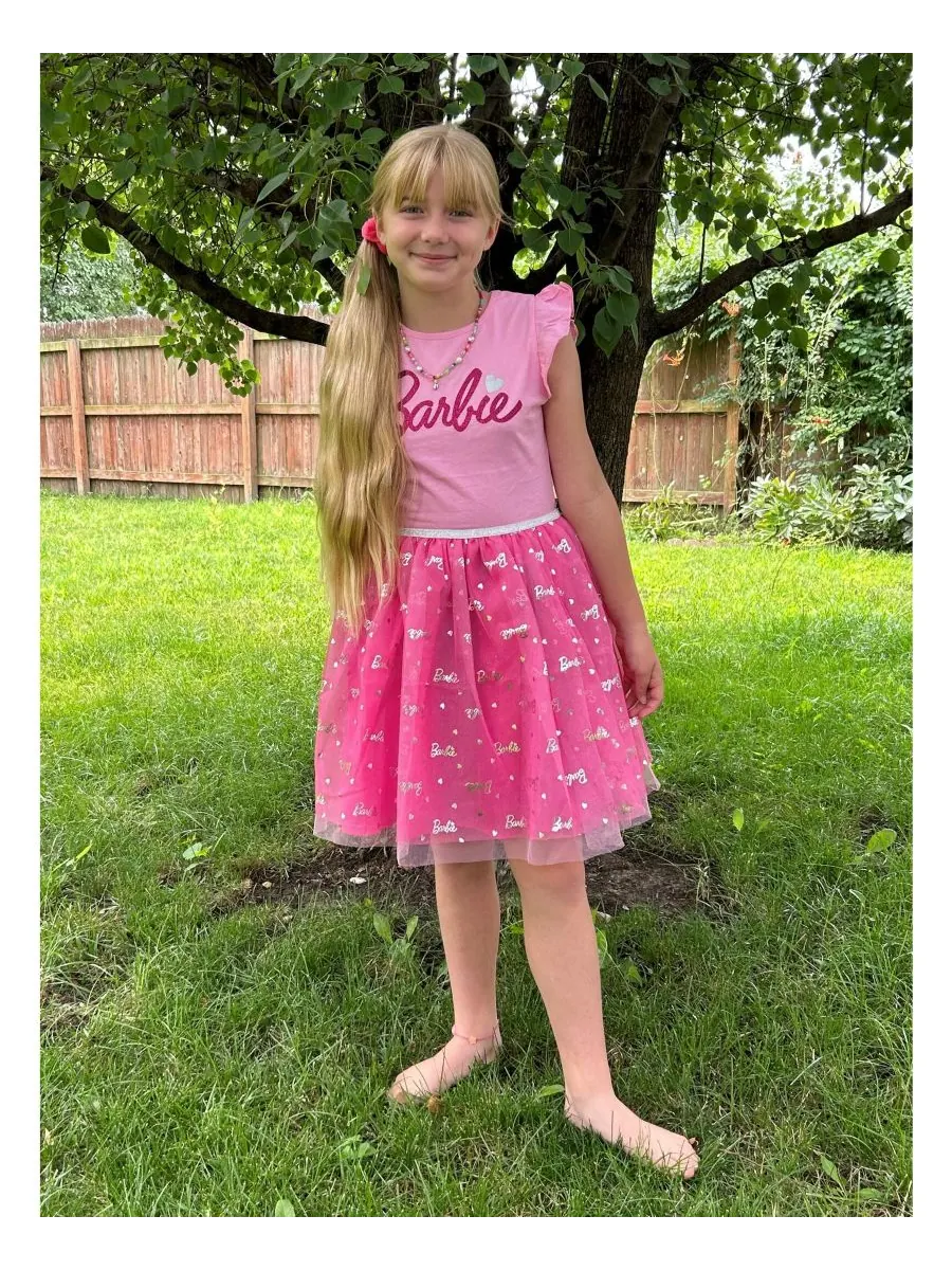 Платье из тюля для маленьких девочек Barbie — изображение 3 из 5, розовый